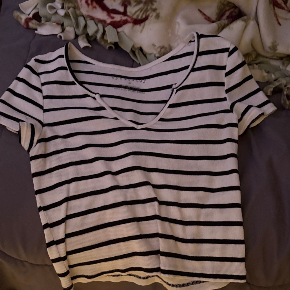 Eye Candy Black and White Striped Short Sleeve Tee